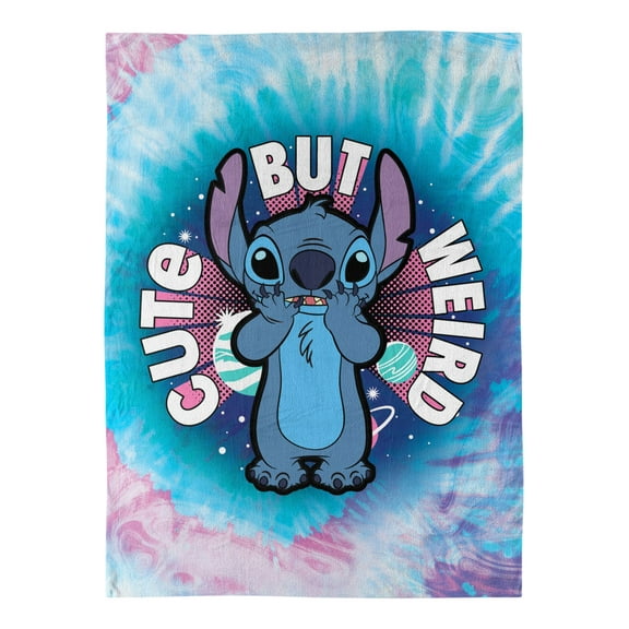 Disney Lilo & Stitch Blanket Cute But Weird Tie Dye Micro Raschel Throw 60"x45"