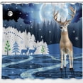 thumbnail image 1 of Majestic Shower Curtain - in Snowy Forest, Full Moon, Serene Decor, 1 of 4