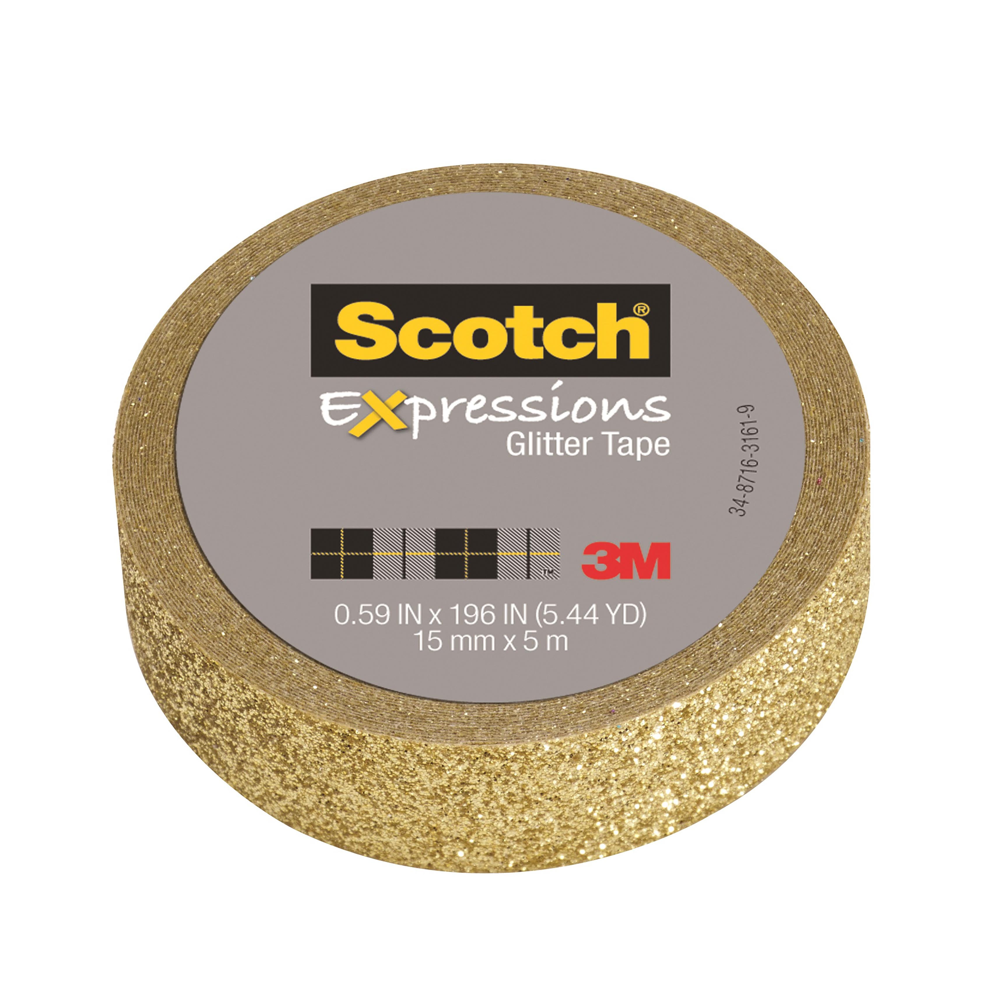 Scotch® Expressions Glitter Tape, .59 in x 196 in, White Glitter