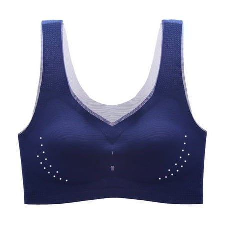 ATOYSOY Sports Bra Everyday Bra Padded Thin Lightly Yoga Activewear Comfort Bra Bralette Underwear Teens Workout Push Up Clearance Breathable Wireless Tank Tops Blue XXXL