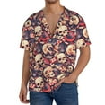 thumbnail image 3 of Honeii 's Skull rock record artist for men's short-sleeved button-up collared shirt featuring a pocket, perfect for beach vacations, and travel adventures., 3 of 5
