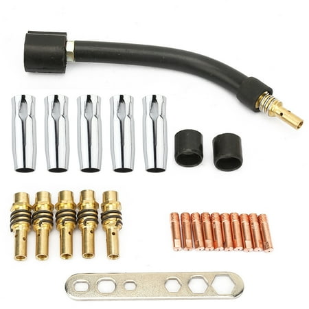 

Welding Torch Parts - 24pcs Contact Tip Gas Nozzle Tip Holder Swan Neck for Binzel 15AK