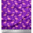 thumbnail image 1 of Soimoi Purple Velvet Fabric Flamingo Bird Print Fabric by the Yard 58 Inch Wide, 1 of 3
