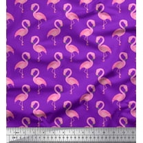 Soimoi Purple Cotton Duck Fabric Flamingo Bird Printed Craft Fabric by the Yard 56 Inch Wide