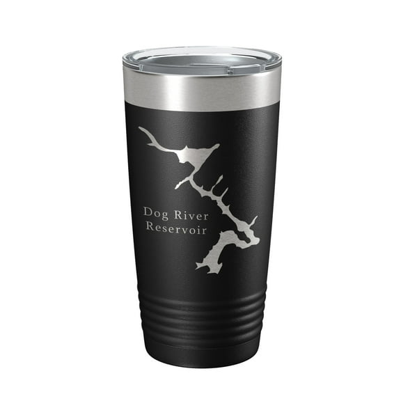 Dog River Reservoir Tumbler Lake Map Travel Mug Insulated Laser Engraved Coffee Cup Chattahoochee Douglasville Georgia 20 oz Black