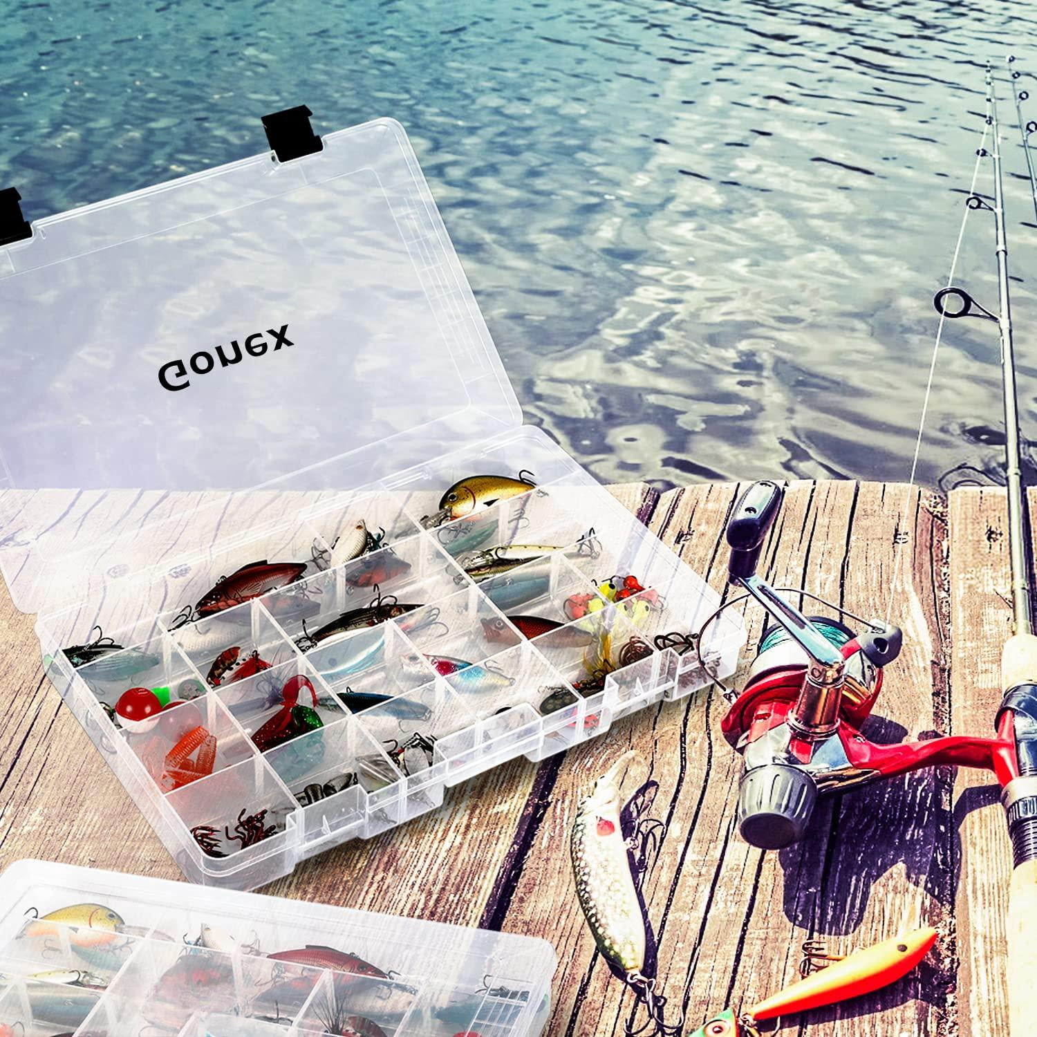 Fishing Tackle Boxes  3600 3700 Trays With Adjustable Dividers Clear Plastic Box Organizer Storage For Lure Bait Hook Craft Beads Earring Container 3 Or 4 Packs