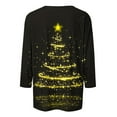 thumbnail image 5 of 3/4 Sleeve Tees for Women Xmas Novelty Clothing Merry Christmas Pullover Printed Tops Christmas Tree Clothes Reindeer Shirts Shining Stars Outfits Vintage Pullovers, 5 of 5