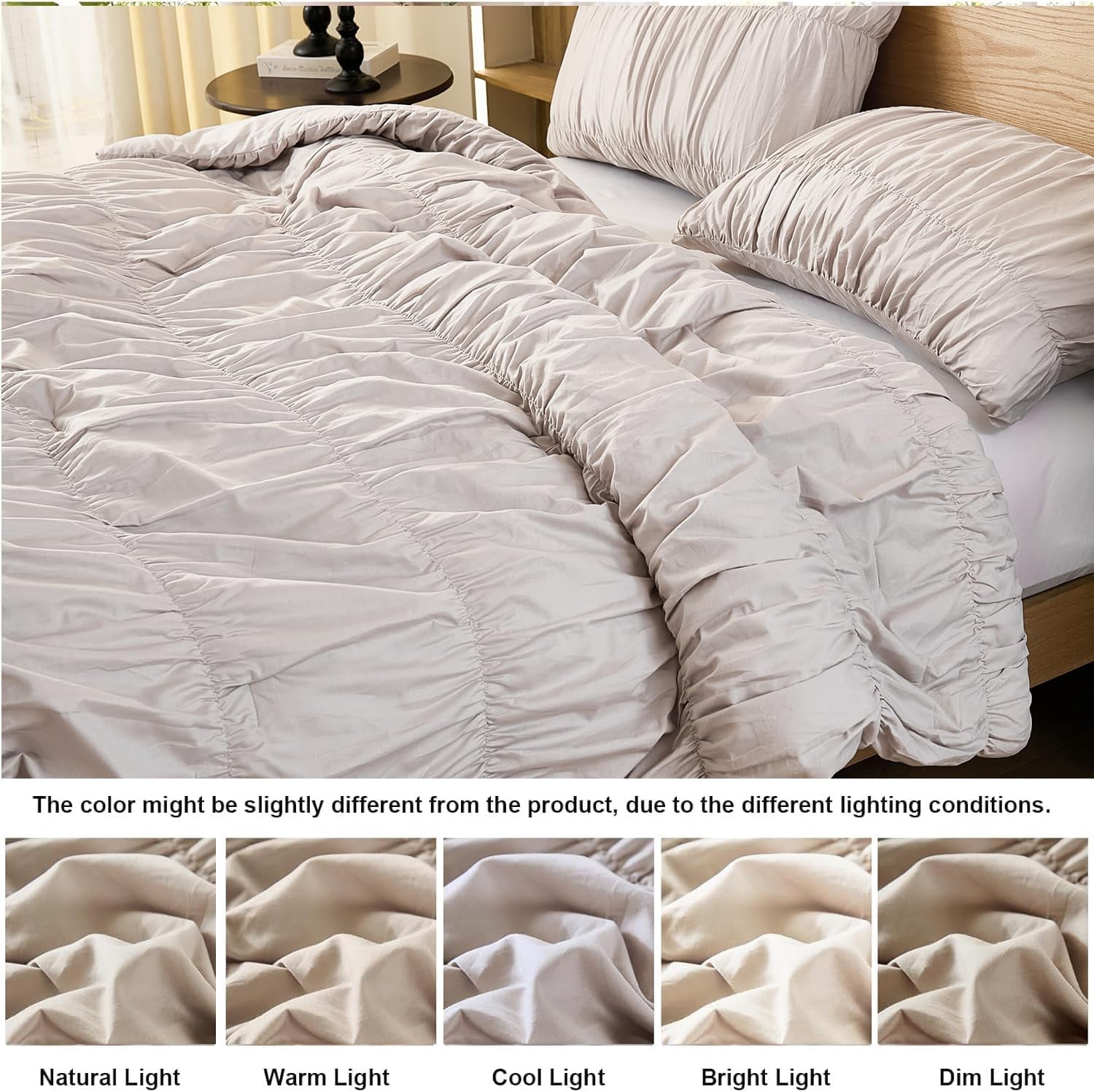 100% Cotton Wrinkle King Duvet Cover Set,Ruched Bedding Comforter Cover,Shabby Chic Ruffled 3 Pcs Queen Duvet Cover Set,Bohemian Boho Bedding Set 1 Duvet  Cover 2 Pillowcases