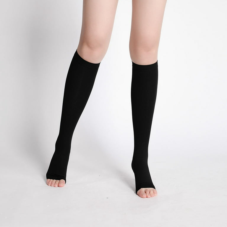 Compression Legging Leggings Elastic Socks Men Women Unisex Mid-tube  Open-toed Tube 1 Pair Black Nylon Flight Pregnancy 