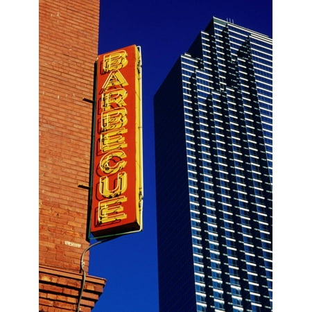 Restaurant Sign and Modern Building, West End Historic District, Dallas, United States of America Print Wall Art By Richard