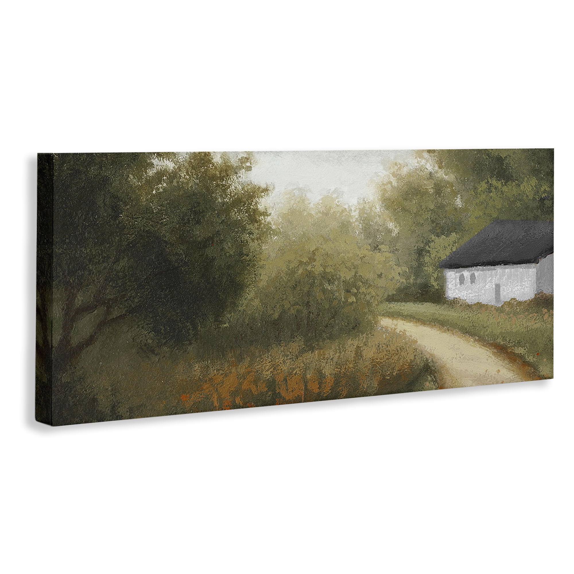 Stupell Industries Charming Country Road Landscape & Nature Painting Wrapped Canvas Art Print Wall Art, 24 x 10