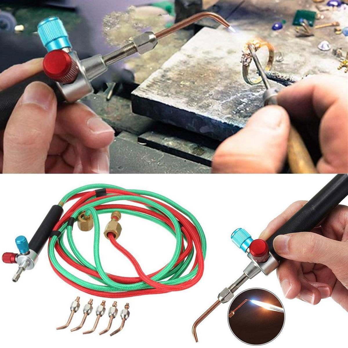 Welding Soldering Kit Hot Jewelry Jewelers Micro Mini Gas Little Torch 5  Tips