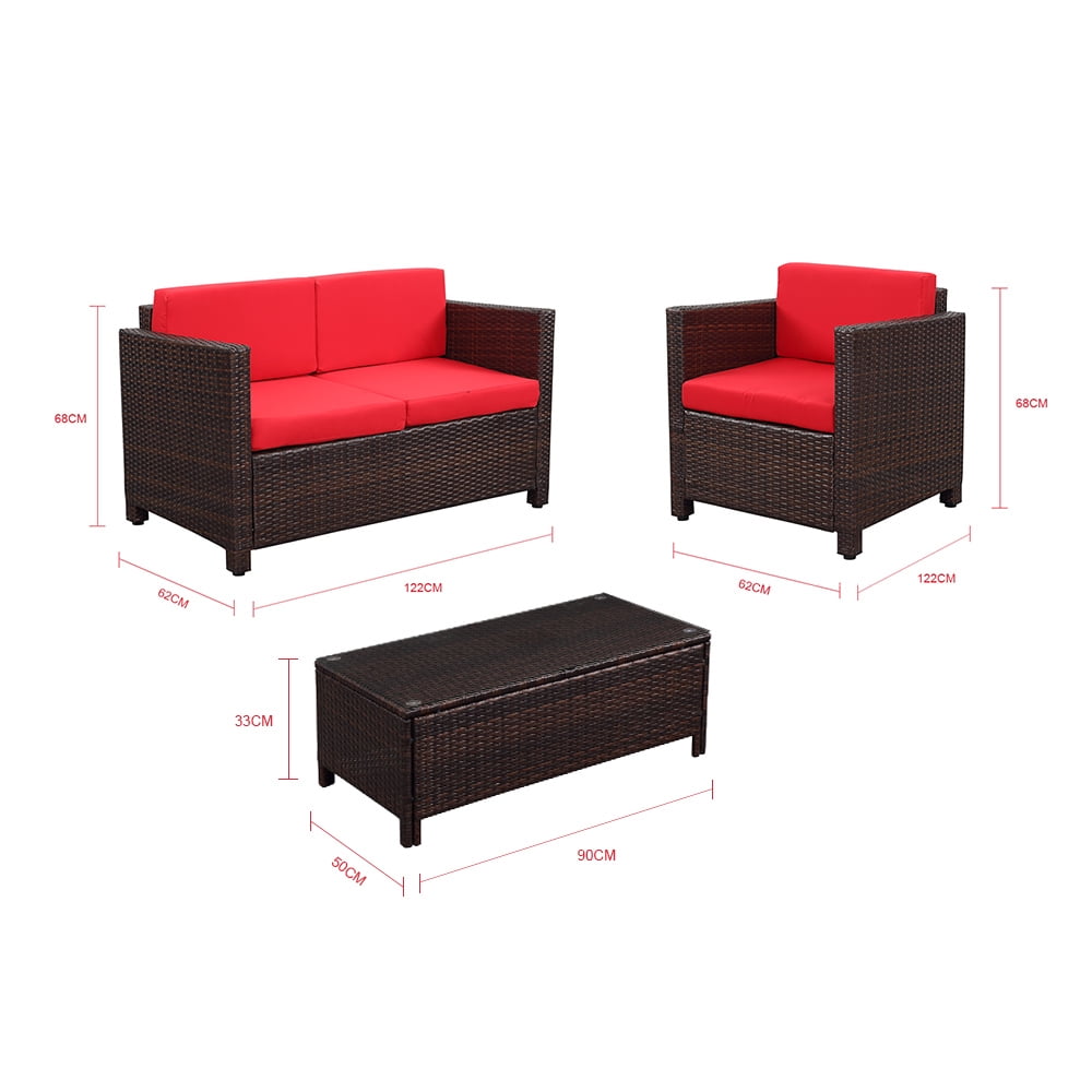 Ikayaa 4pcs Wicker Cushioned Outdoor Patio Furniture Set Garden Lawn Sofa Couch Set Rattan Weave Walmart Com Walmart Com