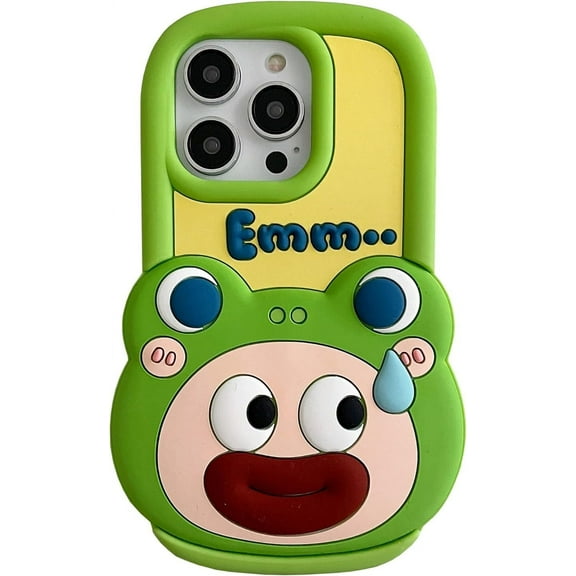 Kawaii Phone Cases Apply to iPhone 13 Pro Max,Cute Cartoon Frog Phone Case 3D Funny Green Frog Case for Women Girls Soft Silicone Shockproof Cover for iPhone 13 Pro Max