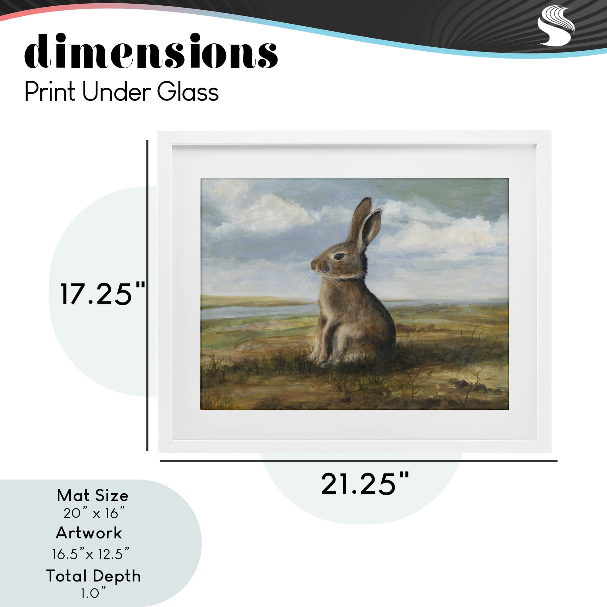 Stupell Industries Classic Rabbit in Countryside White Framed Print Under Glass, design by Michael Willett