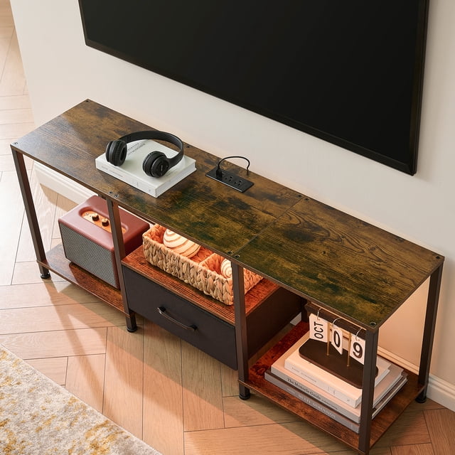 Mueble para TV Café Moderno 1.2m, con LED, Enchufe, USB y cajones