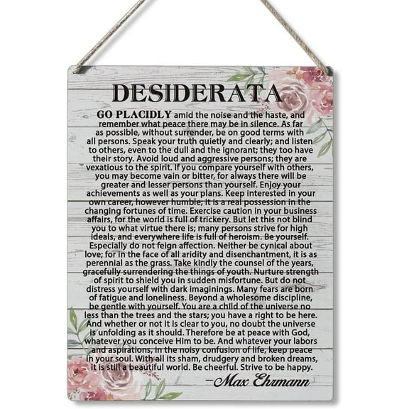 Zomyto Inspirational Signs Gift Farmhouse Desiderata Go Placidly Amid the Noise and the Haste Wooden Hanging Sign Rustic Wall Art Home Decoration 10 x 8 Inches