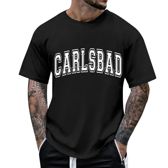 Cathalem T-Shirt pour Homme Col Rond, Manches Courtes, Noir L