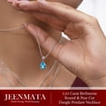 thumbnail image 5 of JeenMata 3.25 Carat Blue Topaz December Birthstone - Round and Pear Cut Dangle Pendant Necklace in 18k White Gold Plated for Women, 5 of 10