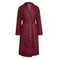 thumbnail image 3 of ShomPort Women Full Length Puffer Jacket with Belt Spring and Winter Fashion Warm Quilted Long Padded Coat (Wine), 3 of 4