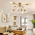 thumbnail image 3 of 8-Light Sputnik Chandelier Brushed Brass Semi Flush Mount Ceiling Light Modern Pendant Light, 3 of 4