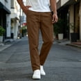 thumbnail image 6 of Mifsaly Mens Lightweight Pants Drawstring Elastic Waist Straight Leg Work Pants Breathable Golf Travel Business Casual Bottoms with Pockets Brown,M, 6 of 7
