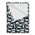 thumbnail image 2 of Weasel Soft Flannel Fleece Throw Blanket, Mammal Mustela Animal Wildlife Tropical Hipster Graphic Repetition, Cozy Plush for Indoor and Outdoor Use, 60" x 80", Off White Petrol Blue, by Ambesonne, 2 of 5