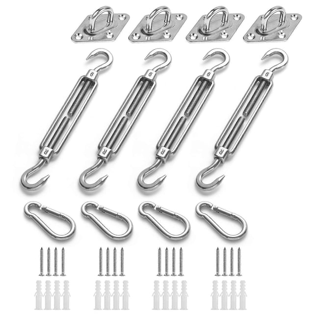 M6 Shade Sail Fixing Kit, Stainless Steel Sun Shade Sail Fixing Kit for Triangle and Square, Rectangle, Sun Shade Sail Fixing Accessories