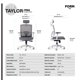 thumbnail image 5 of Silla Oficina Ergonómica con Cabecero y Soporte Lumbar ajustable Taylor Gris, 5 of 5