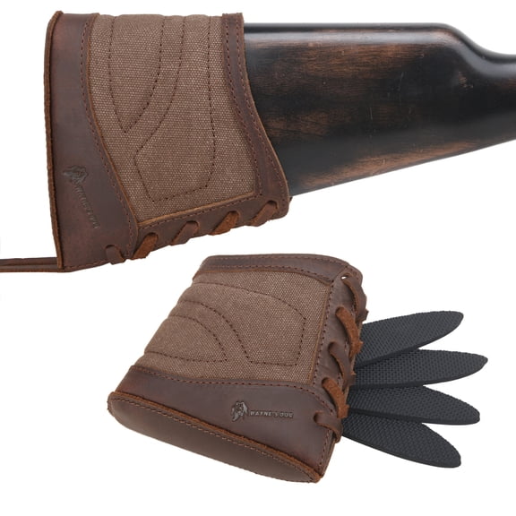 WAYNE'S DOG Slip on Recoil Pads for Rifles Shotguns, Adjustable Leather & Canvas Gun Buttstock Extension Pad