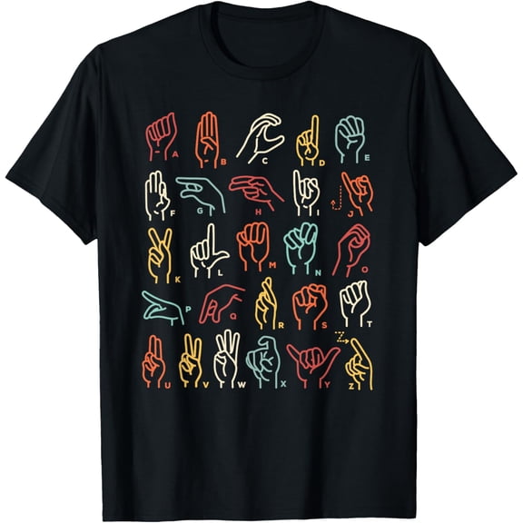 ABC Sign Language Chart Teacher Hand Letter Alphabet ASL T-Shirt
