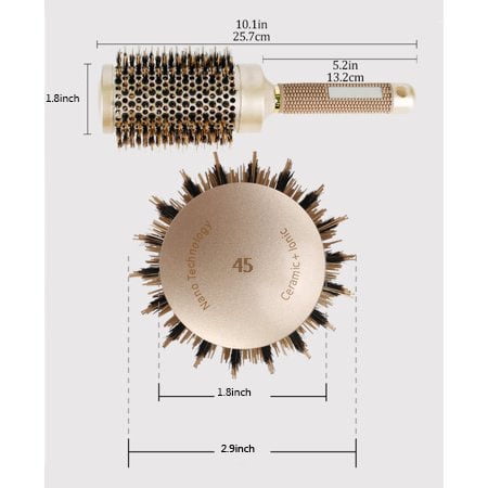 Large Round Brush for Blow Drying with Natural Boar Bristle, Nano Thermal  Ceramic and Ionic for Styling , Healthy Hair and Extra Volume (2,1 Inch)