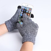 Men's Warm Knitted Winter Gloves with Touchscreen Compatibility, Windproof and Outdoor Gloves - Model G19772AB Black White
