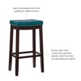 thumbnail image 4 of Linon Claridge Backless Bar Stool Blue Faux Leather Wood Frame in Brown Finish, 4 of 14