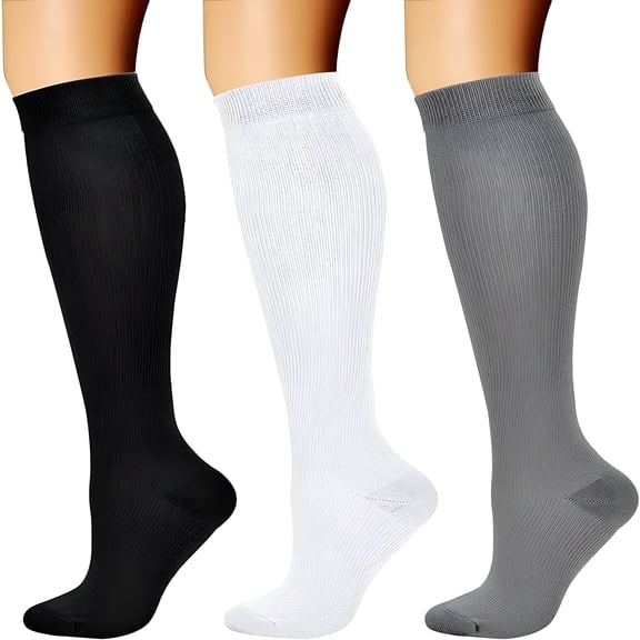TELOLY Compression Socks for Women & Men Circulation (3 Pairs) 15-20 mmHg is Best Support for Athletic Running Cycling