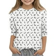 thumbnail image 3 of Kukoosong Girls Summer Tops Toddler Crew Neck 3/4 Sleeve Pullover Tops Baby Girl Clothes Print T-Shirts for 4 Years, 3 of 6