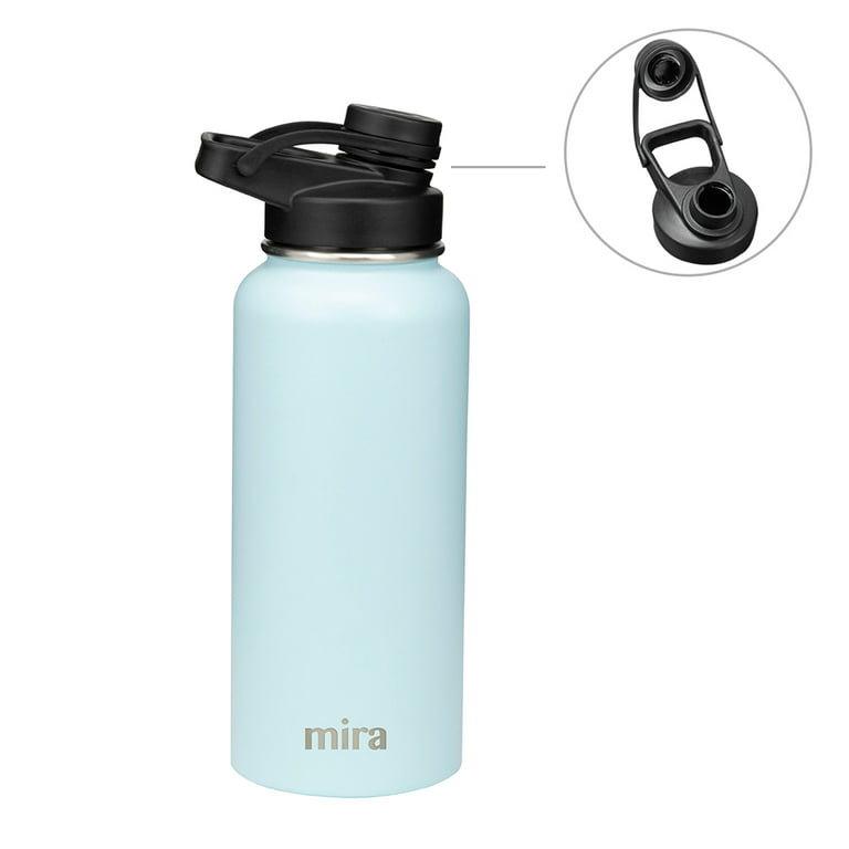 MIRA 32oz Stainless Steel Insulated Water Bottle with Straw Lid, 2 Caps,  Hydro Vacuum Thermos, Iris