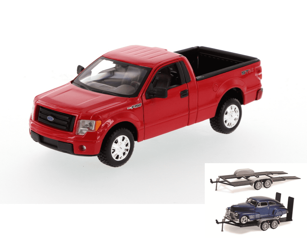 Diecast Car & Trailer Package Ford F150 STX Pick up Truck, Red