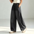 thumbnail image 5 of Women's Wide Leg Jeans Elastic High Waist Denim Pants Front Seam Y2K Casual Baggy Jeans with Pockets Vintage Streetwear Fashion Bottoms Black, 5 of 7