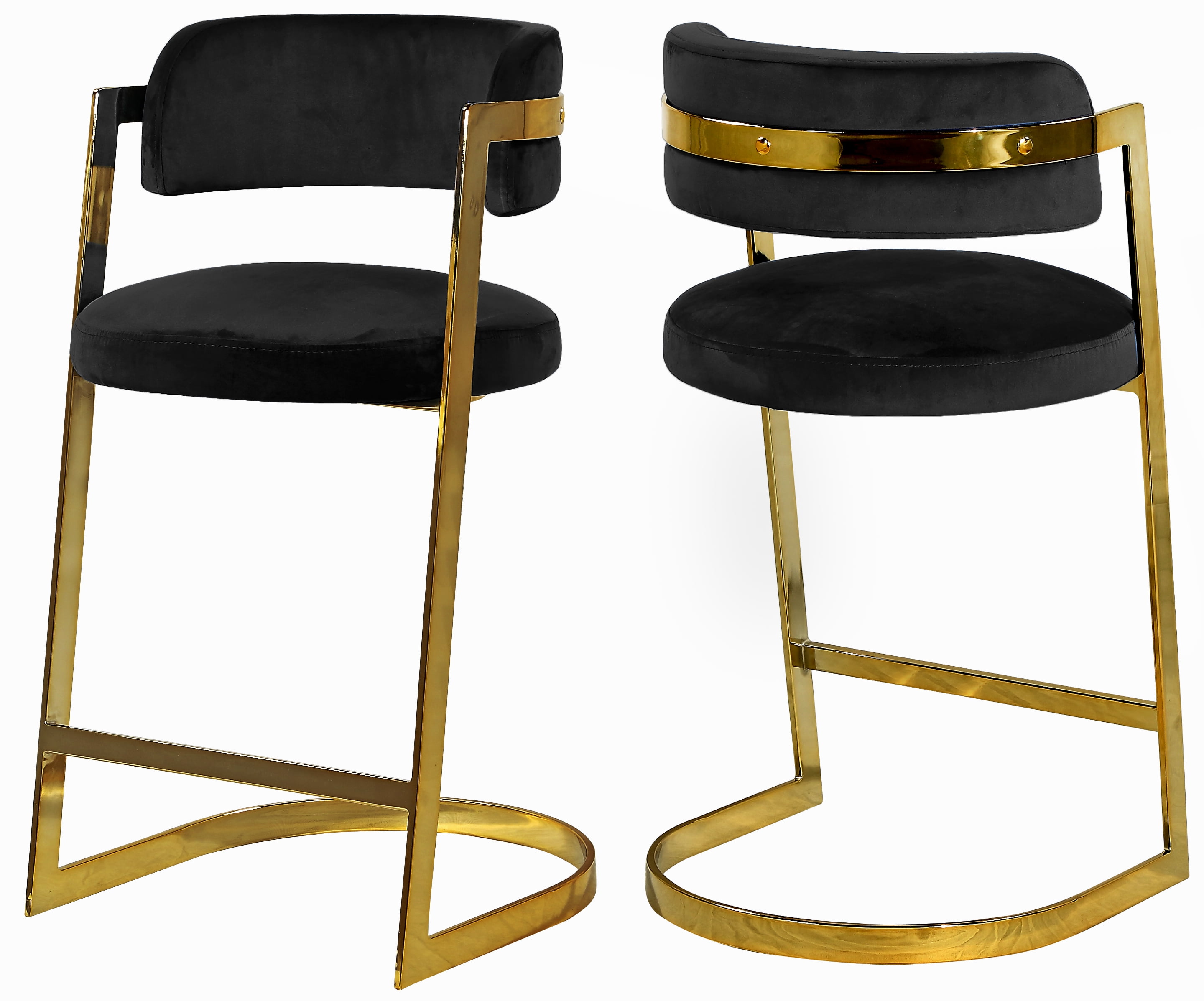 stephanie black velvet stool set of 2colorblack  velvetfinishgoldstylecontemporary  walmart