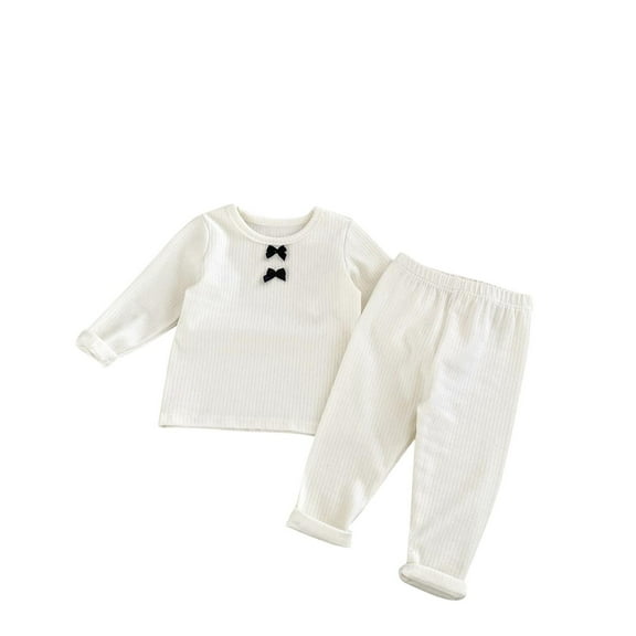 Kaemgyyd Baby Girls Pajamas Set Toddler Infant Cute Cotton Ribbed Long Sleeve Tops and Soft Comfy Pants Sleepwear 2 Pjs Set 0 M-2 Y