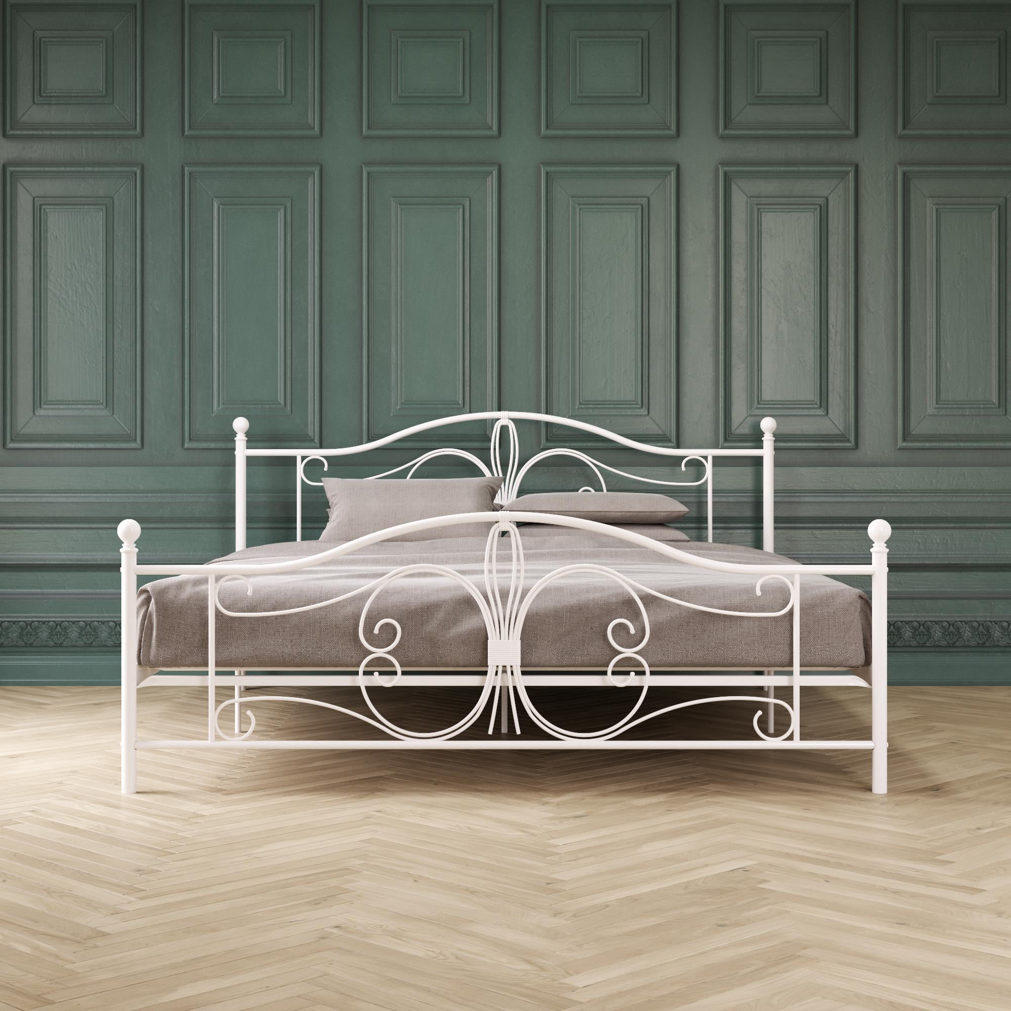 DHP Bombay Metal Bed, King Bed Frame, White