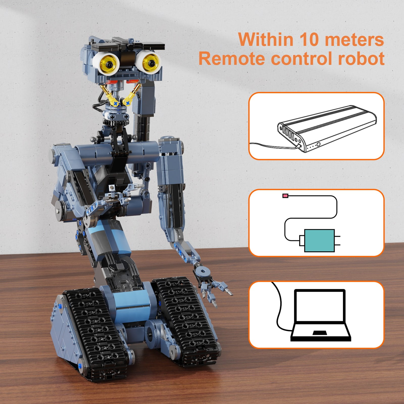 Johnny 5 RC Robot Model Toys, Johnny 5 Robot Building Block Set Compatible for Lego, Stem Educational Gift Set for Age 6 7 8 9 10 11 12+ Boys Girls(1176 Pcs)