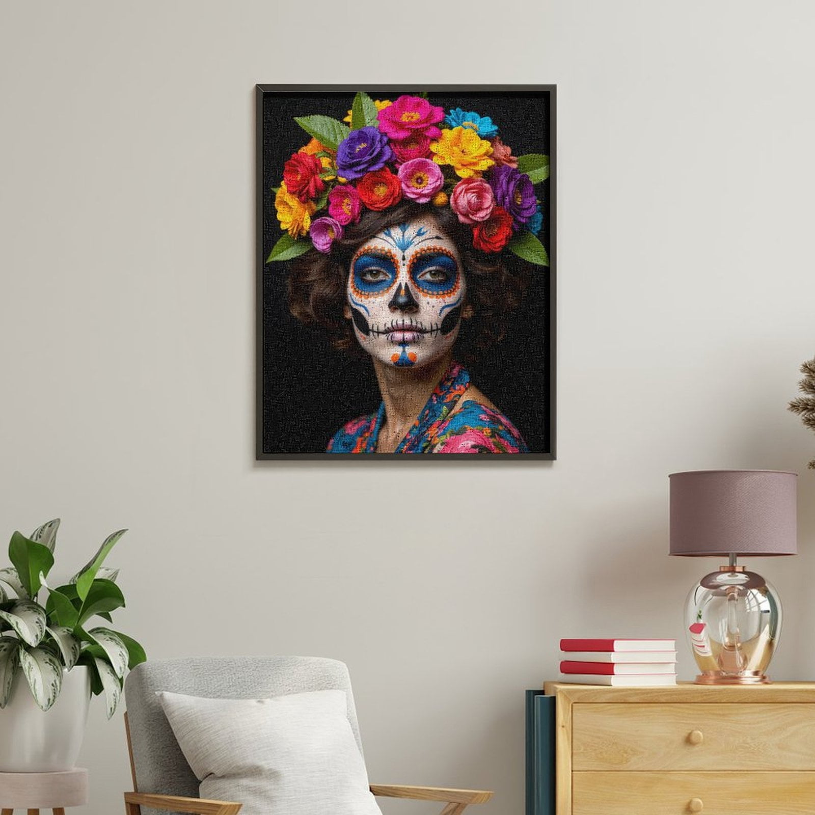 Paint By Numbers Kit for Adults Beginner - DIY Colorful Floral Makeup Art Portrait Canvas Painting Kits for Adults, Frameless Paint By Number for Adults for Home Wall Decor 16x20 Inch