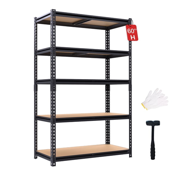 ZEUKMXOO 5 Tier Heavy Duty Shelving Unit , Adjustable Garage Storage Shelves for Organization, 2250LB Capacity Metal Rack for Garage, Closet, Pantry, Warehouse (60" H×28.5" W×11.8" D)