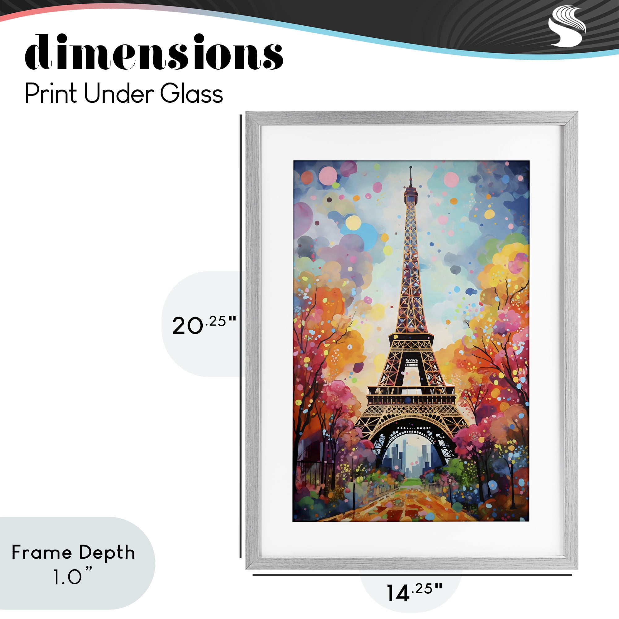 Stupell Industries Eiffel Tower with Colorful Trees Gray Framed Print Under Glass, design by Creative Studio