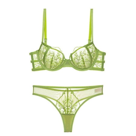 Leakproof Ladies Underwear Sexy Bra Set For Women With A Highend Feel Comfortable And Breathable Ultrathin Gathered Bra Pure Desire Embroidery Lace Lingerie Sexy Underwear for Women(Size:34/75A)
