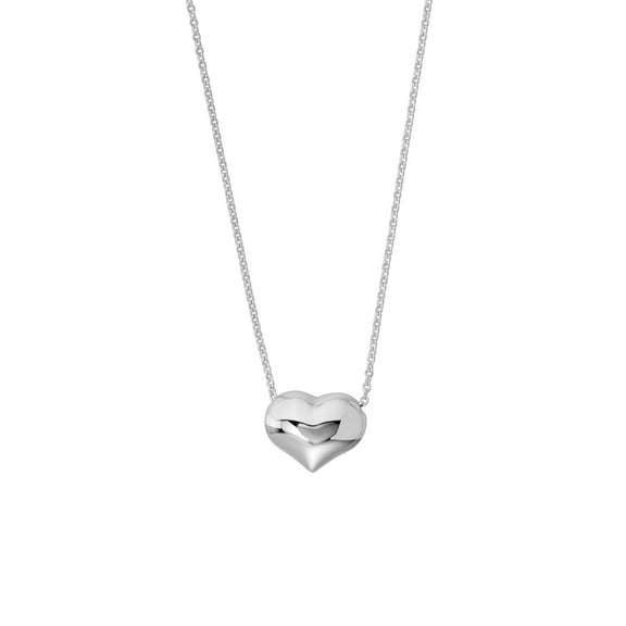 Honey Crush Real 14K White Gold Polished Puffy Heart Pendant Necklace (9.7x7.7mm, 16-18in)