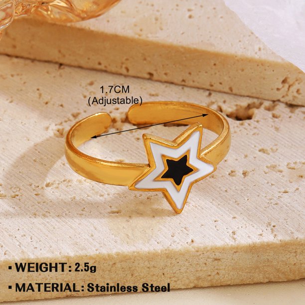 Anillo abierto de acero inoxidable con forma de gota de agua, estilo hip hop, chapado en oro, de acero de titanio, para mujer
