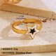 thumbnail image 1 of Anillo abierto de acero inoxidable con forma de gota de agua, estilo hip hop, chapado en oro, de acero de titanio, para mujer, 1 of 5
